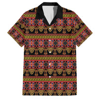 Cameroon Traditional Toghu Pattern Family Matching Off The Shoulder Long Sleeve Dress and Hawaiian Shirt