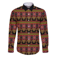 Cameroon Traditional Toghu Pattern Family Matching Off The Shoulder Long Sleeve Dress and Hawaiian Shirt