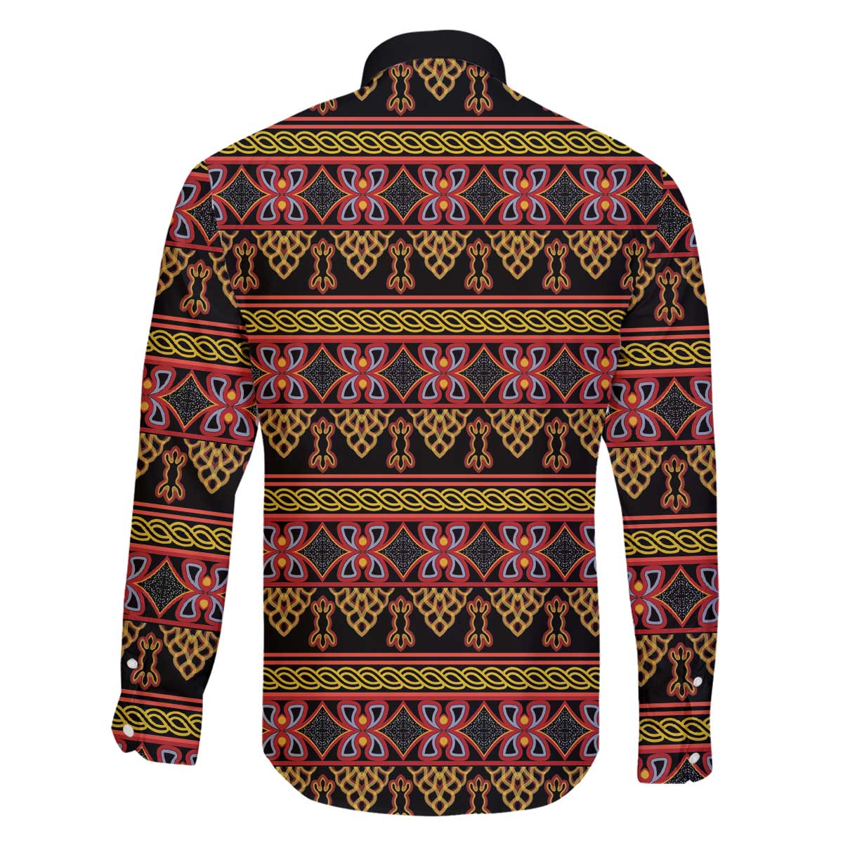 Cameroon Traditional Toghu Pattern Family Matching Off The Shoulder Long Sleeve Dress and Hawaiian Shirt