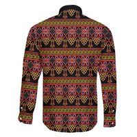 Cameroon Traditional Toghu Pattern Family Matching Off The Shoulder Long Sleeve Dress and Hawaiian Shirt