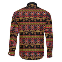 Cameroon Traditional Toghu Pattern Family Matching Off Shoulder Maxi Dress and Hawaiian Shirt