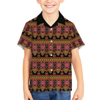 Cameroon Traditional Toghu Pattern Family Matching Off Shoulder Short Dress and Hawaiian Shirt