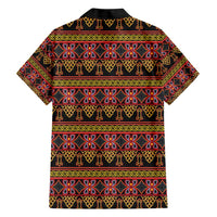 Cameroon Traditional Toghu Pattern Family Matching Short Sleeve Bodycon Dress and Hawaiian Shirt