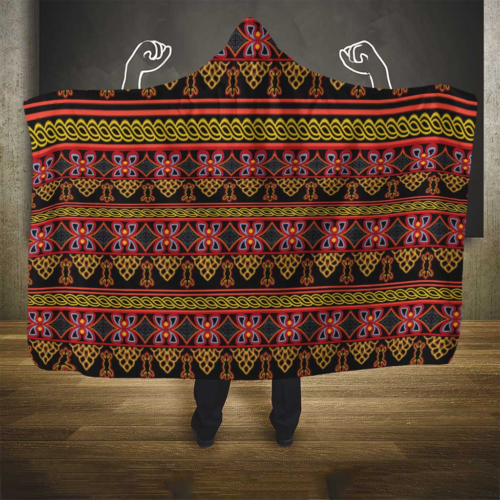 Cameroon Traditional Toghu Pattern Hooded Blanket
