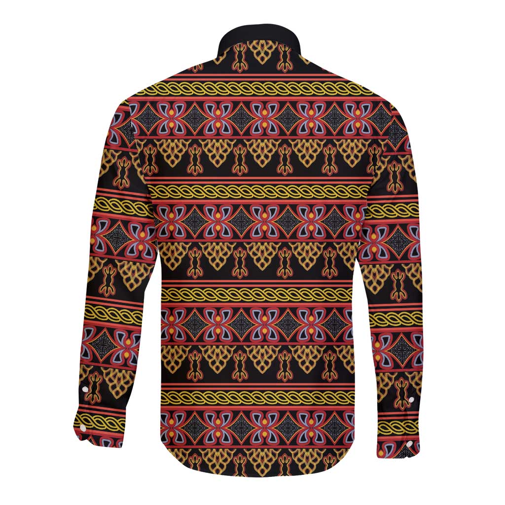 Cameroon Traditional Toghu Pattern Long Sleeve Button Shirt