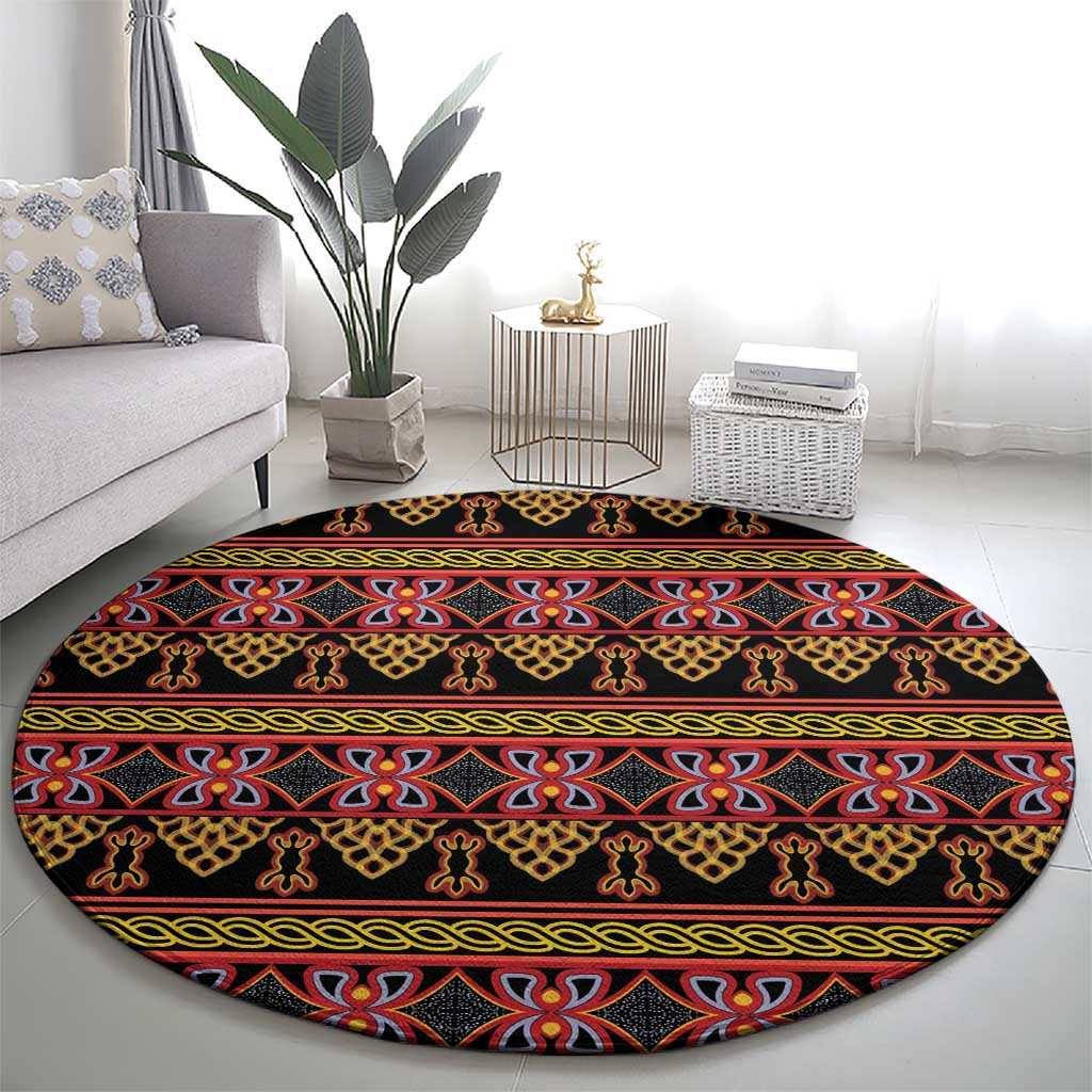 Cameroon Traditional Toghu Pattern Round Carpet