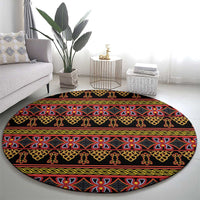 Cameroon Traditional Toghu Pattern Round Carpet