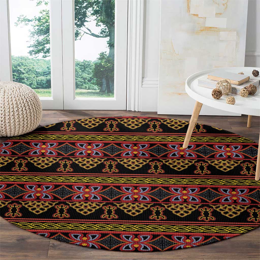 Cameroon Traditional Toghu Pattern Round Carpet