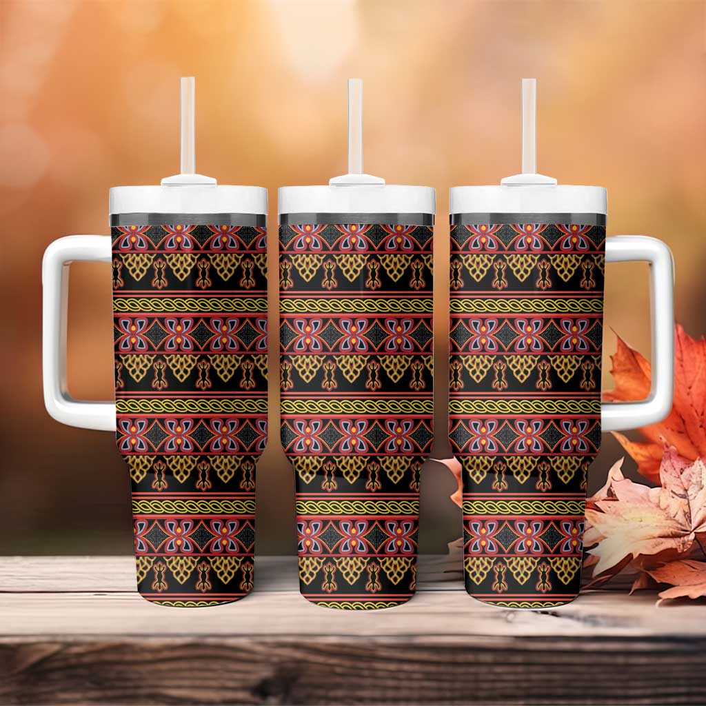 Cameroon Traditional Toghu Pattern Tumbler With Handle