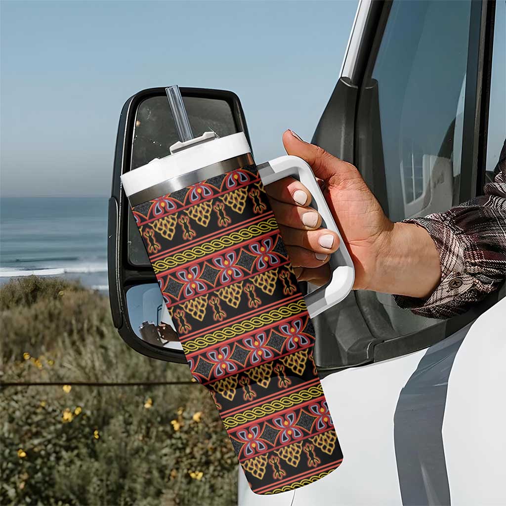 Cameroon Traditional Toghu Pattern Tumbler With Handle