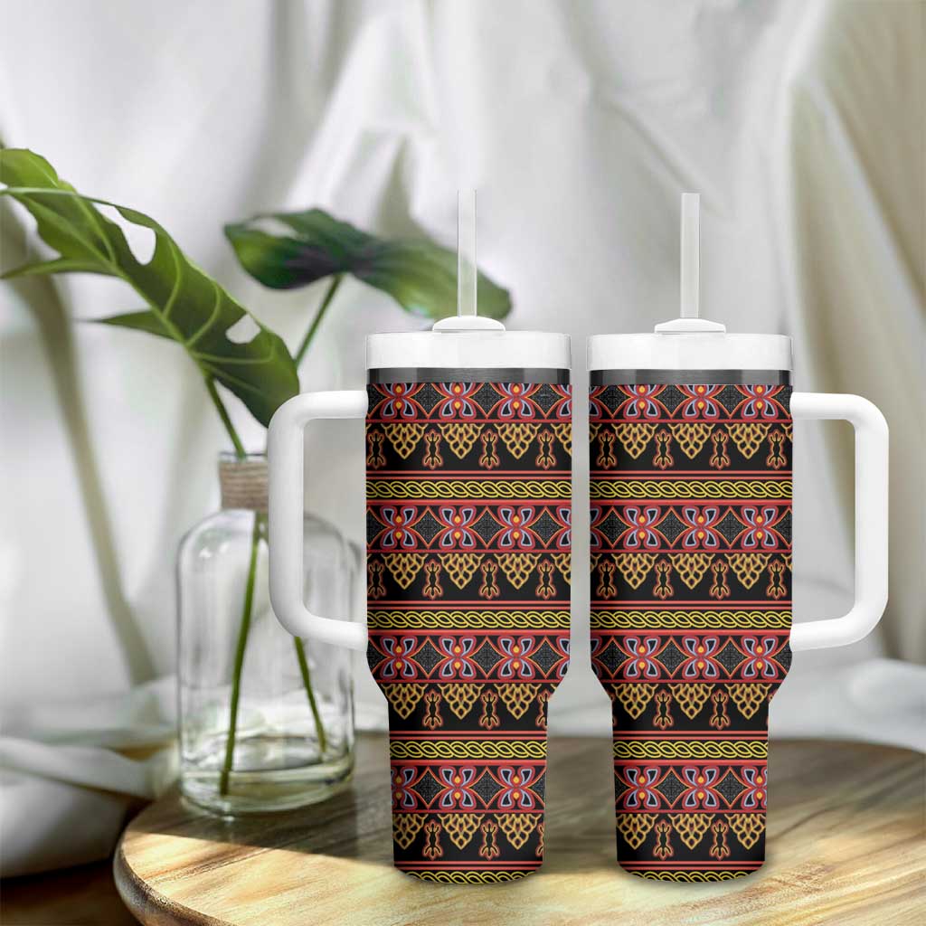Cameroon Traditional Toghu Pattern Tumbler With Handle