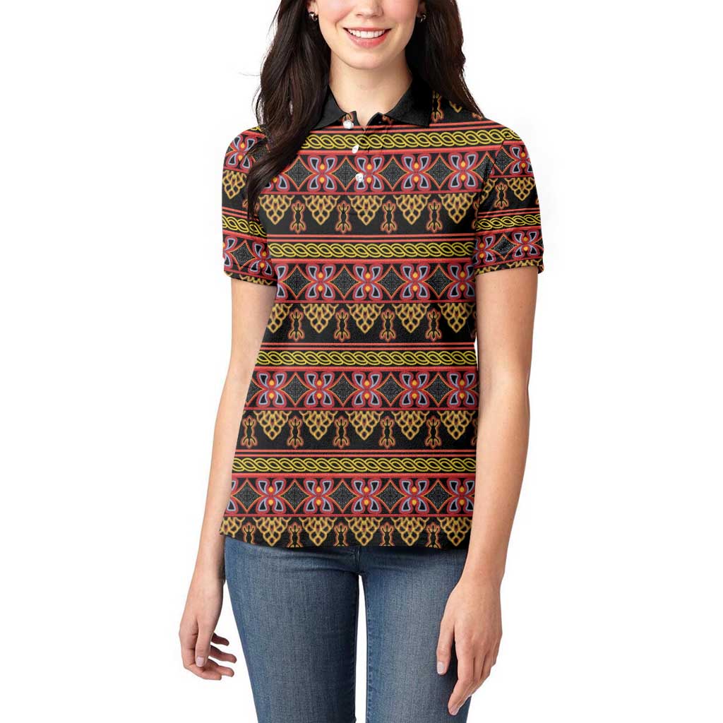 Cameroon Traditional Toghu Pattern Women Polo Shirt