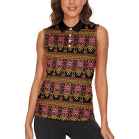 Cameroon Traditional Toghu Pattern Women Sleeveless Polo Shirt