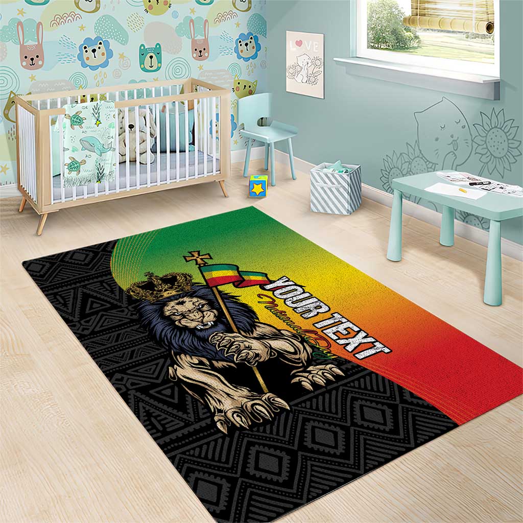 Personalized Ethiopia National Day Area Rug Lion Of Judah African Pattern