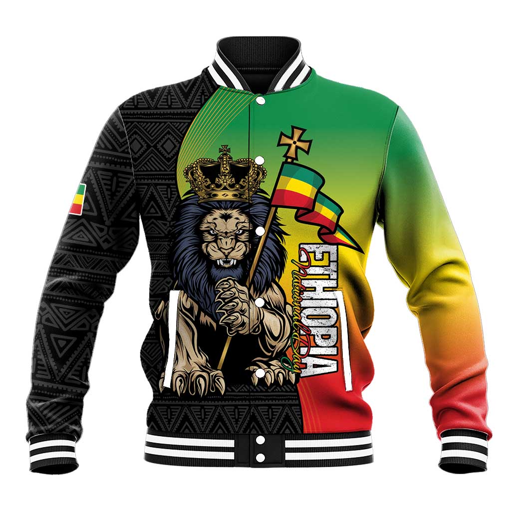 Personalized Ethiopia National Day Baseball Jacket Lion Of Judah African Pattern