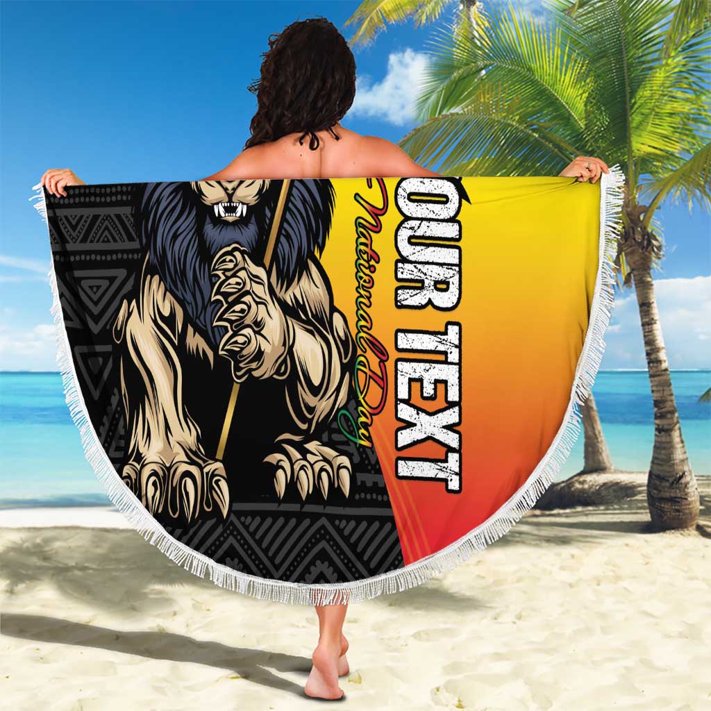 Personalized Ethiopia National Day Beach Blanket Lion Of Judah African Pattern
