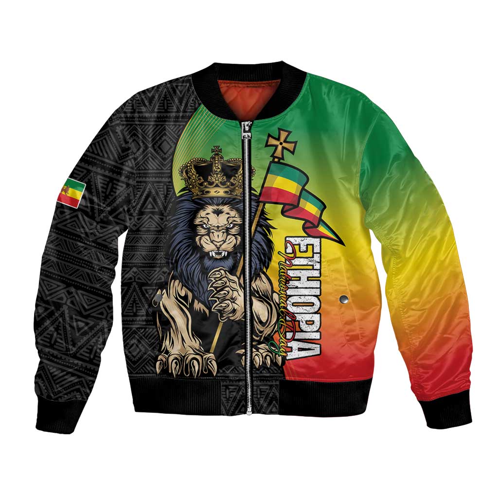 Personalized Ethiopia National Day Bomber Jacket Lion Of Judah African Pattern