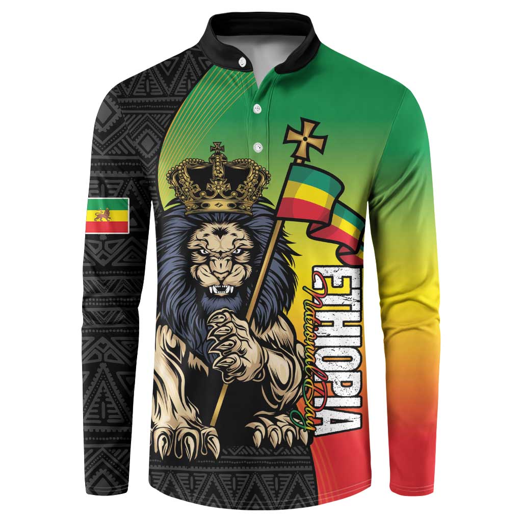 Personalized Ethiopia National Day Button Sweatshirt Lion Of Judah African Pattern