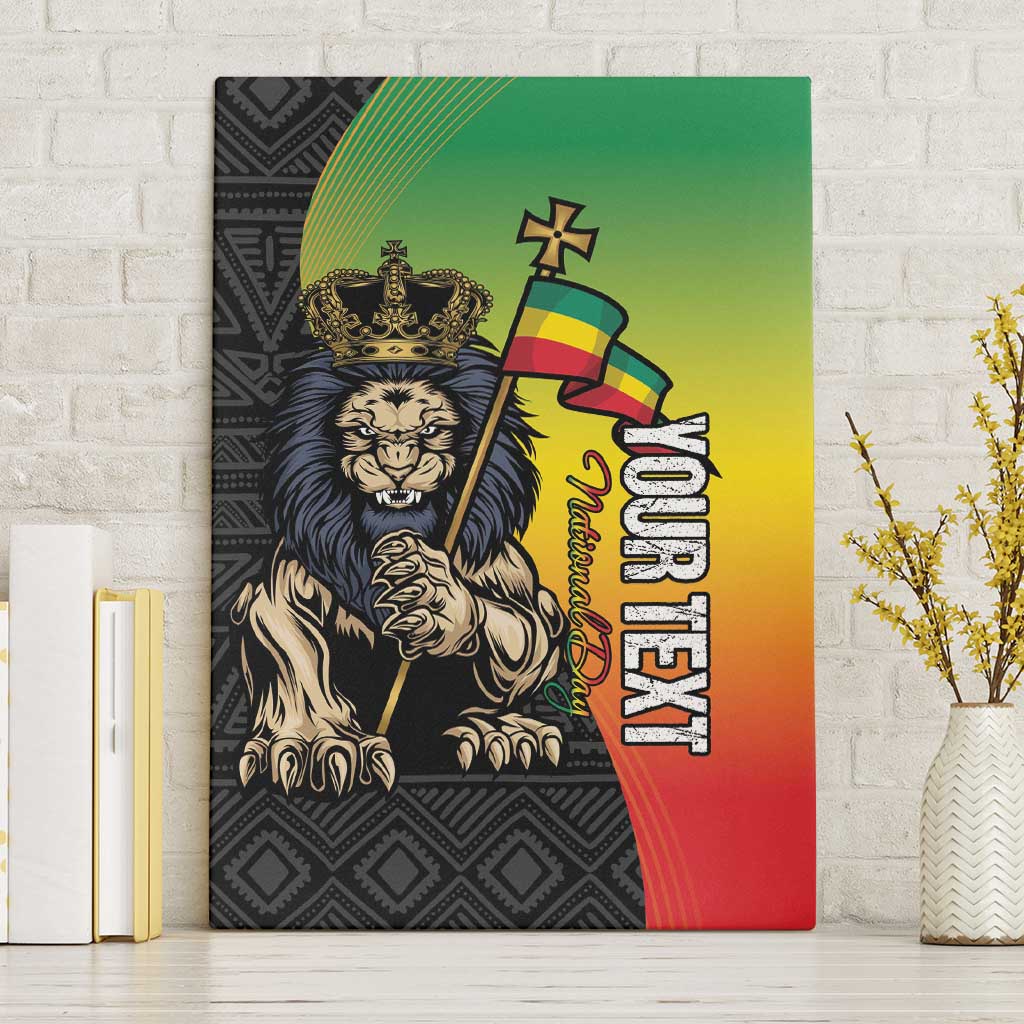 Personalized Ethiopia National Day Canvas Wall Art Lion Of Judah African Pattern