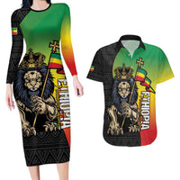 Personalized Ethiopia National Day Couples Matching Long Sleeve Bodycon Dress and Hawaiian Shirt Lion Of Judah African Pattern