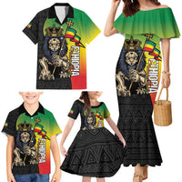 Personalized Ethiopia National Day Family Matching Mermaid Dress and Hawaiian Shirt Lion Of Judah African Pattern