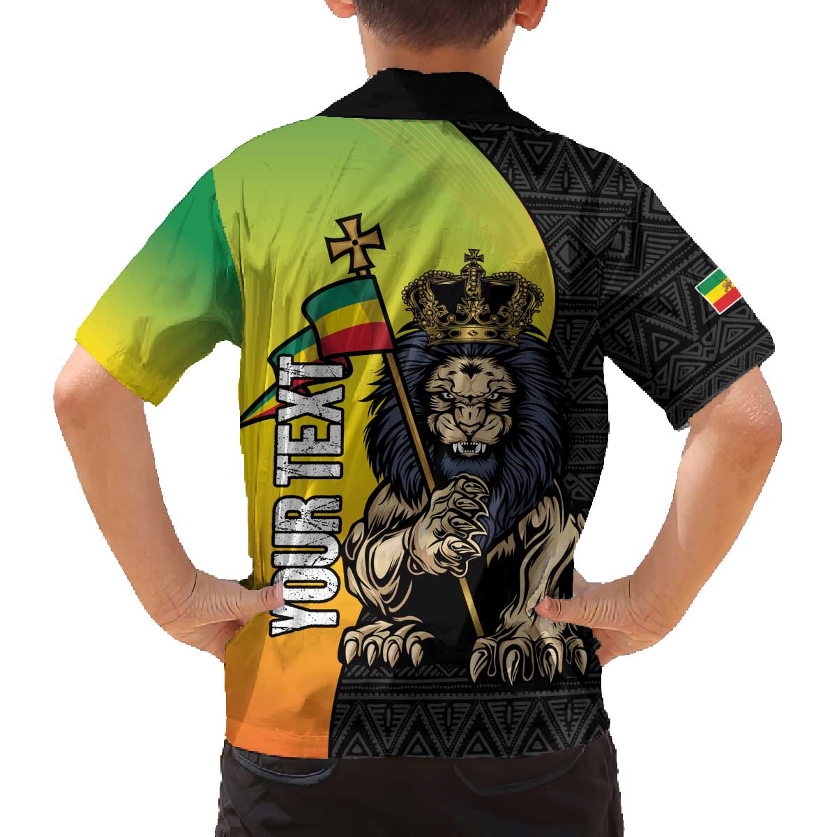 Personalized Ethiopia National Day Family Matching Off The Shoulder Long Sleeve Dress and Hawaiian Shirt Lion Of Judah African Pattern