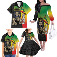 Personalized Ethiopia National Day Family Matching Off The Shoulder Long Sleeve Dress and Hawaiian Shirt Lion Of Judah African Pattern