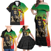 Personalized Ethiopia National Day Family Matching Off Shoulder Maxi Dress and Hawaiian Shirt Lion Of Judah African Pattern