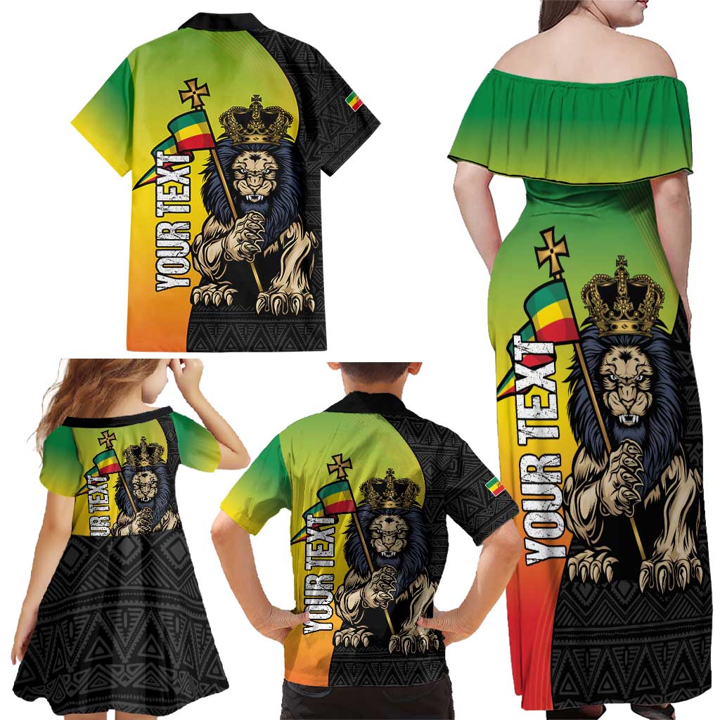 Personalized Ethiopia National Day Family Matching Off Shoulder Maxi Dress and Hawaiian Shirt Lion Of Judah African Pattern