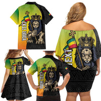Personalized Ethiopia National Day Family Matching Off Shoulder Short Dress and Hawaiian Shirt Lion Of Judah African Pattern