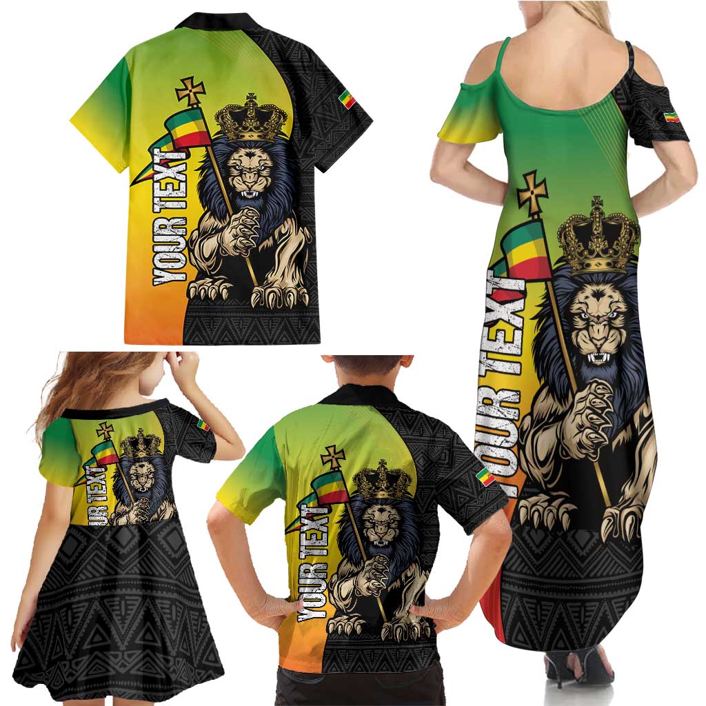 Personalized Ethiopia National Day Family Matching Summer Maxi Dress and Hawaiian Shirt Lion Of Judah African Pattern