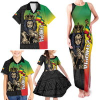 Personalized Ethiopia National Day Family Matching Tank Maxi Dress and Hawaiian Shirt Lion Of Judah African Pattern