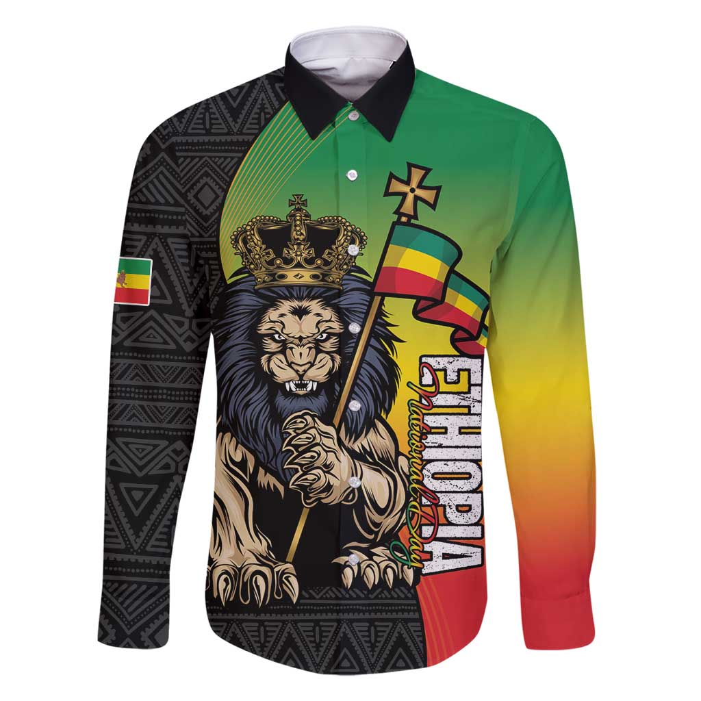 Personalized Ethiopia National Day Family Matching Tank Maxi Dress and Hawaiian Shirt Lion Of Judah African Pattern
