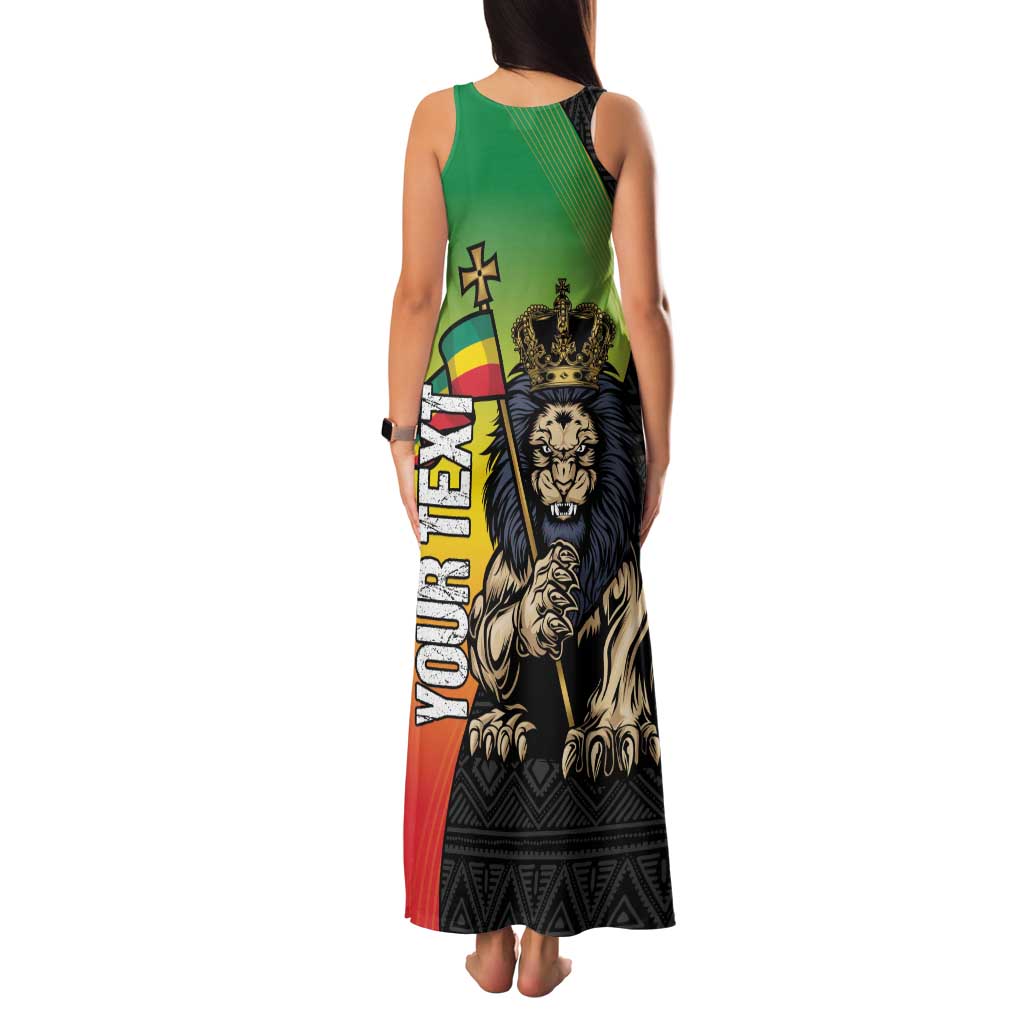 Personalized Ethiopia National Day Family Matching Tank Maxi Dress and Hawaiian Shirt Lion Of Judah African Pattern