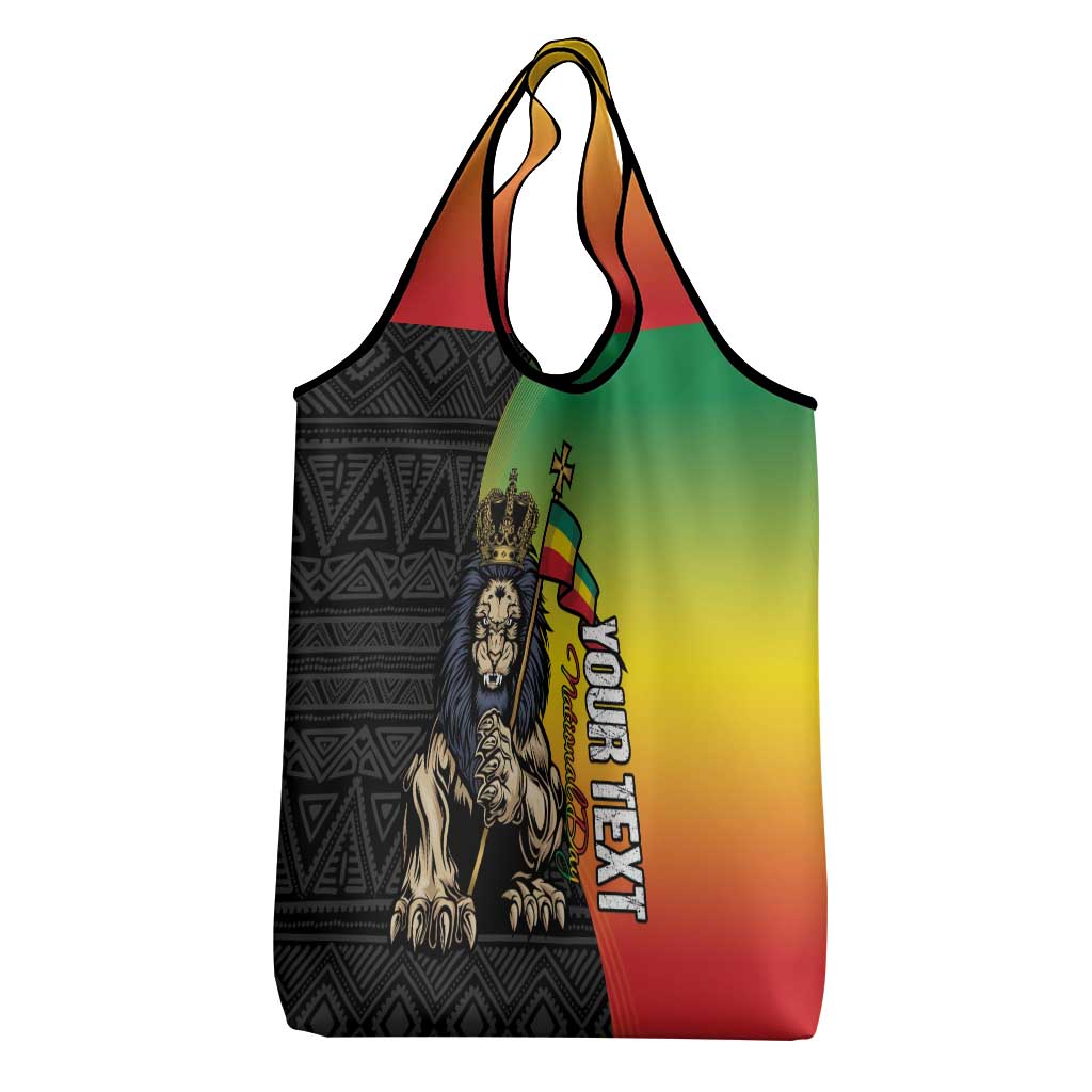 Personalized Ethiopia National Day Grocery Bag Lion Of Judah African Pattern