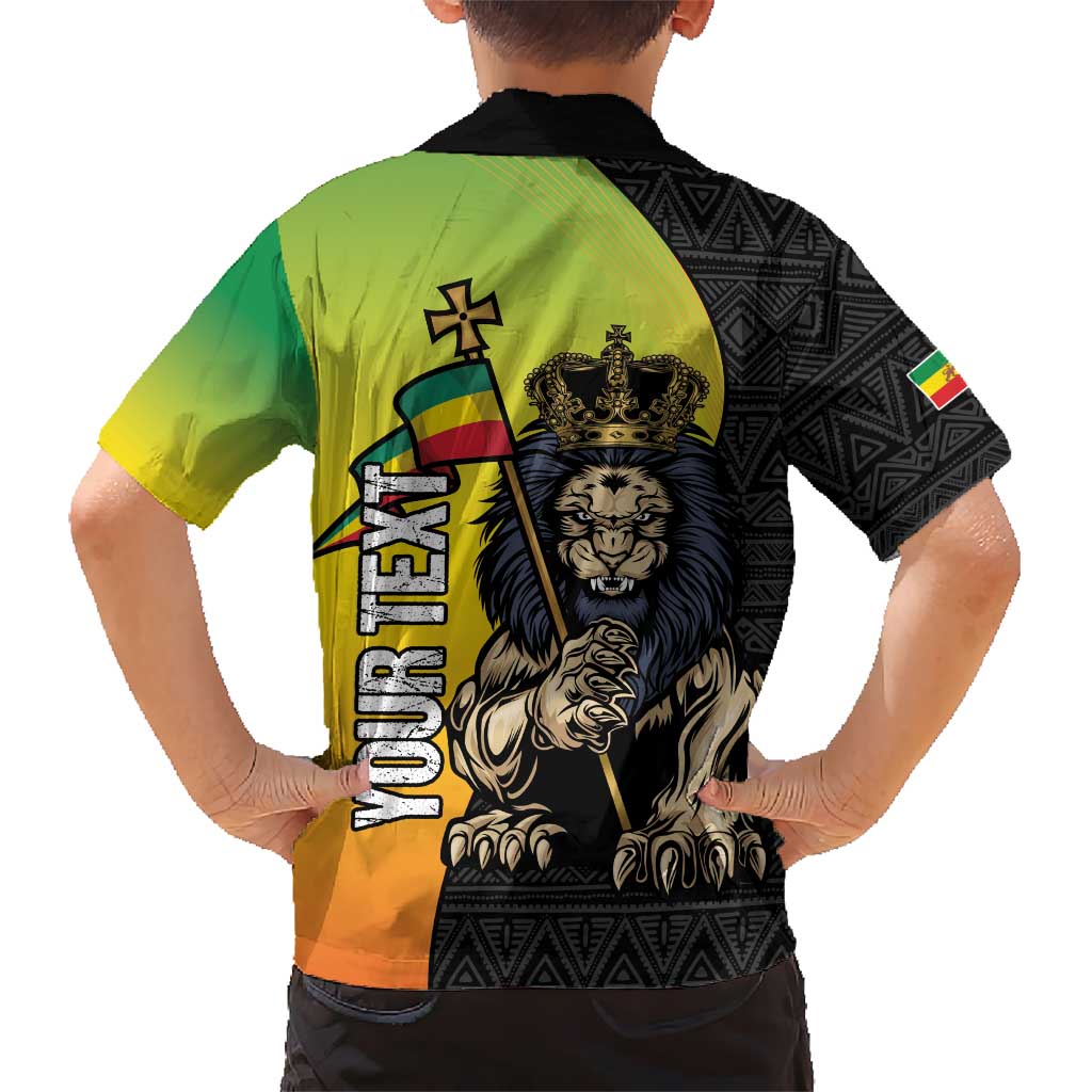 Personalized Ethiopia National Day Kid Hawaiian Shirt Lion Of Judah African Pattern