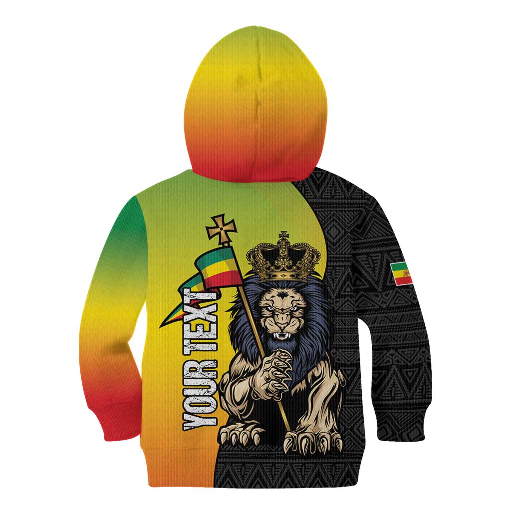 Personalized Ethiopia National Day Kid Hoodie Lion Of Judah African Pattern