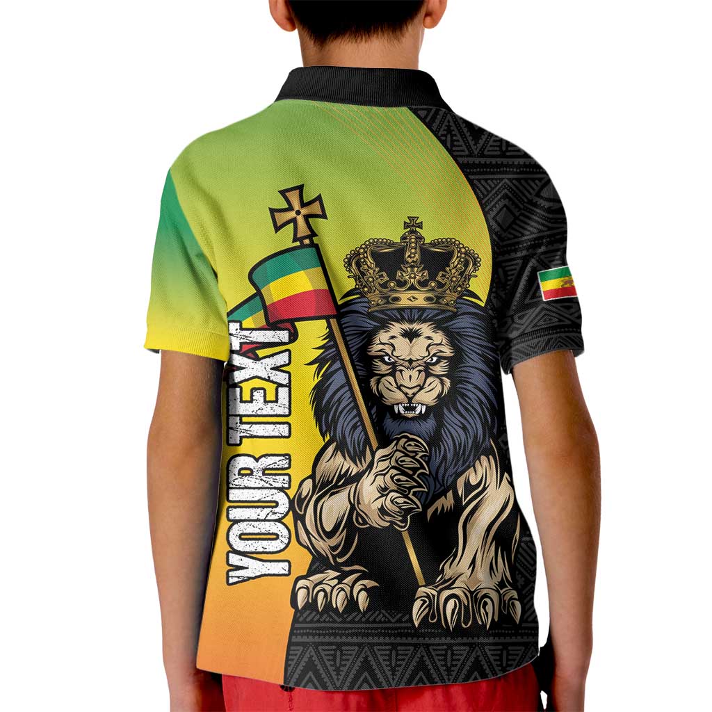 Personalized Ethiopia National Day Kid Polo Shirt Lion Of Judah African Pattern