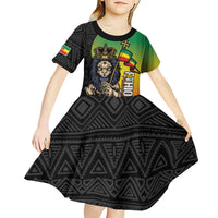Personalized Ethiopia National Day Kid Short Sleeve Dress Lion Of Judah African Pattern