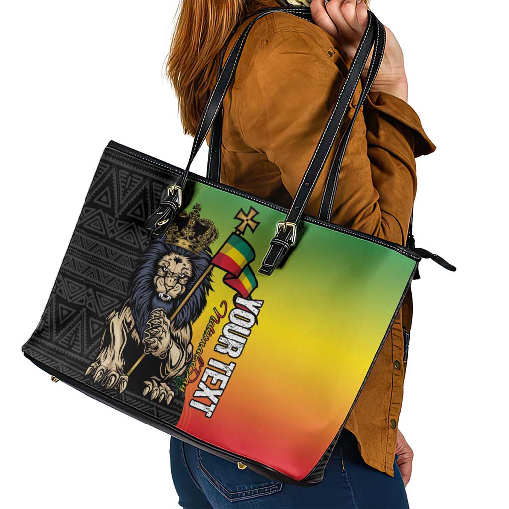 Personalized Ethiopia National Day Leather Tote Bag Lion Of Judah African Pattern