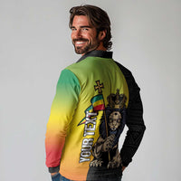 Personalized Ethiopia National Day Long Sleeve Polo Shirt Lion Of Judah African Pattern