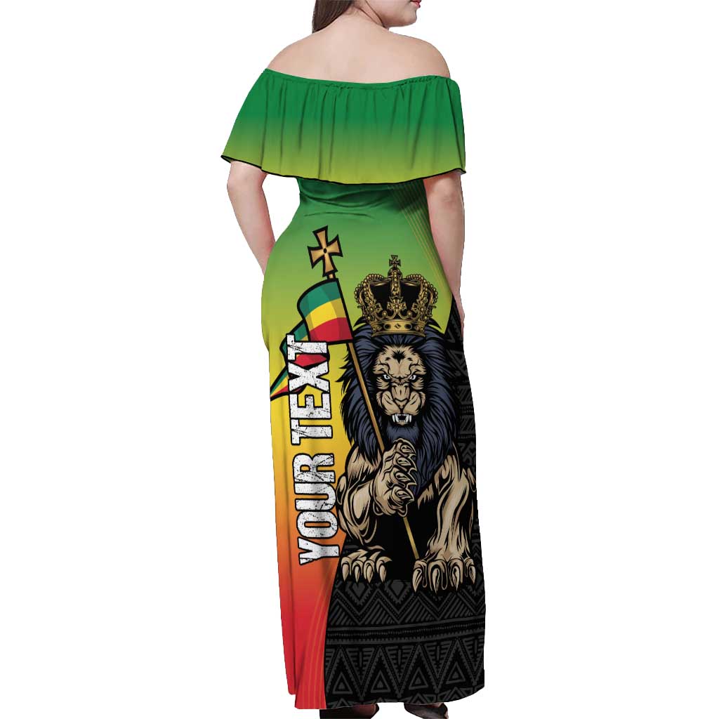 Personalized Ethiopia National Day Off Shoulder Maxi Dress Lion Of Judah African Pattern