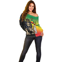 Personalized Ethiopia National Day Off Shoulder Sweater Lion Of Judah African Pattern