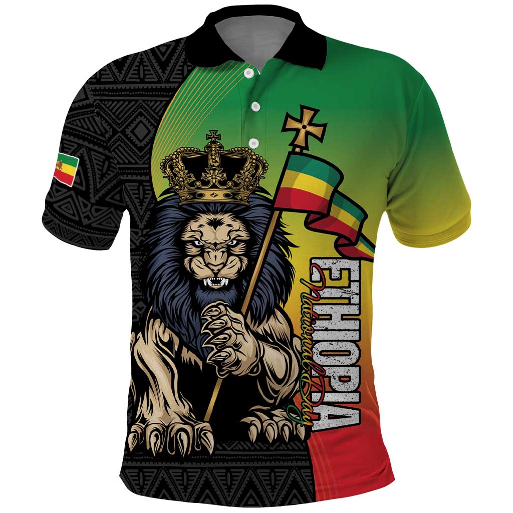 Personalized Ethiopia National Day Polo Shirt Lion Of Judah African Pattern