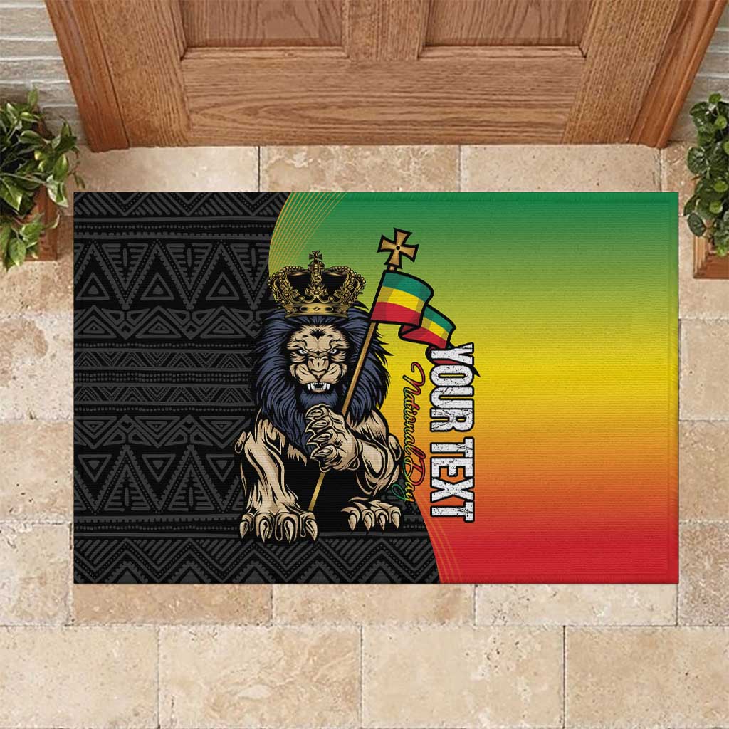 Personalized Ethiopia National Day Rubber Doormat Lion Of Judah African Pattern