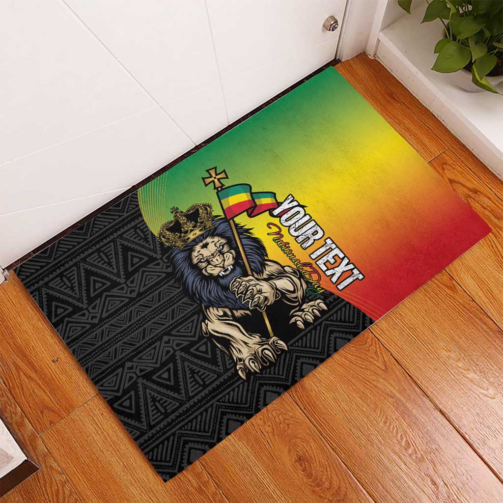 Personalized Ethiopia National Day Rubber Doormat Lion Of Judah African Pattern