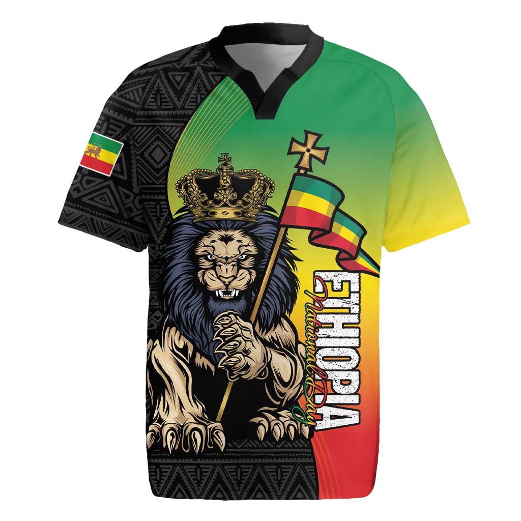 Personalized Ethiopia National Day Rugby Jersey Lion Of Judah African Pattern