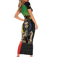Personalized Ethiopia National Day Short Sleeve Bodycon Dress Lion Of Judah African Pattern