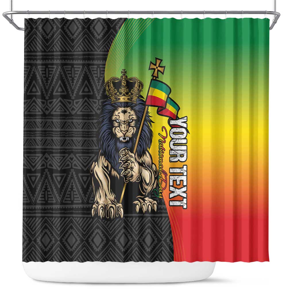 Personalized Ethiopia National Day Shower Curtain Lion Of Judah African Pattern