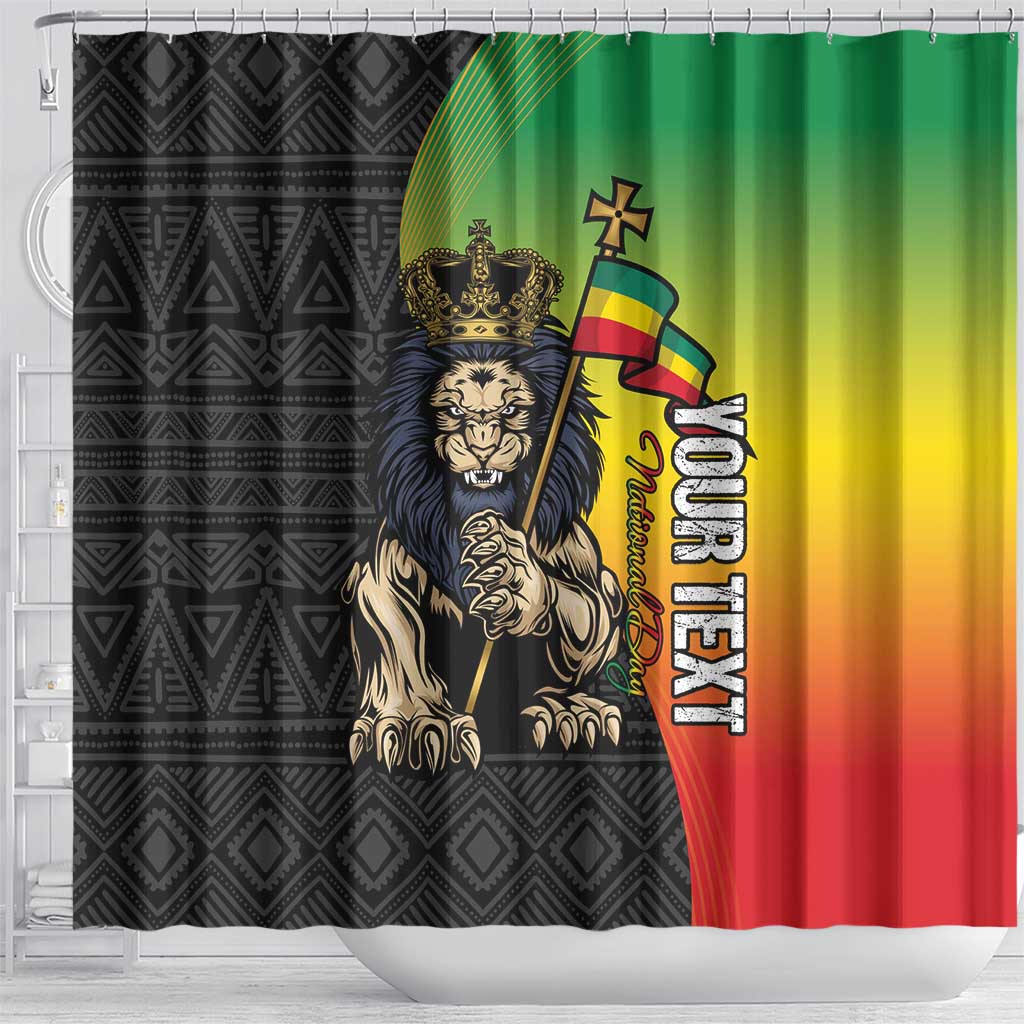 Personalized Ethiopia National Day Shower Curtain Lion Of Judah African Pattern